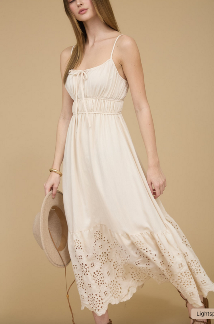 Blu Pepper Eyelet Hem Midi Dress