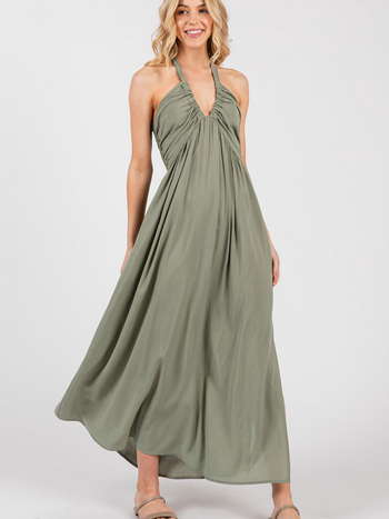 Final Touch Ruched Halter Dress