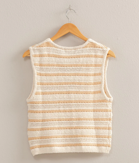 Double Zero Striped Sweater Vest - Fringe Boutique