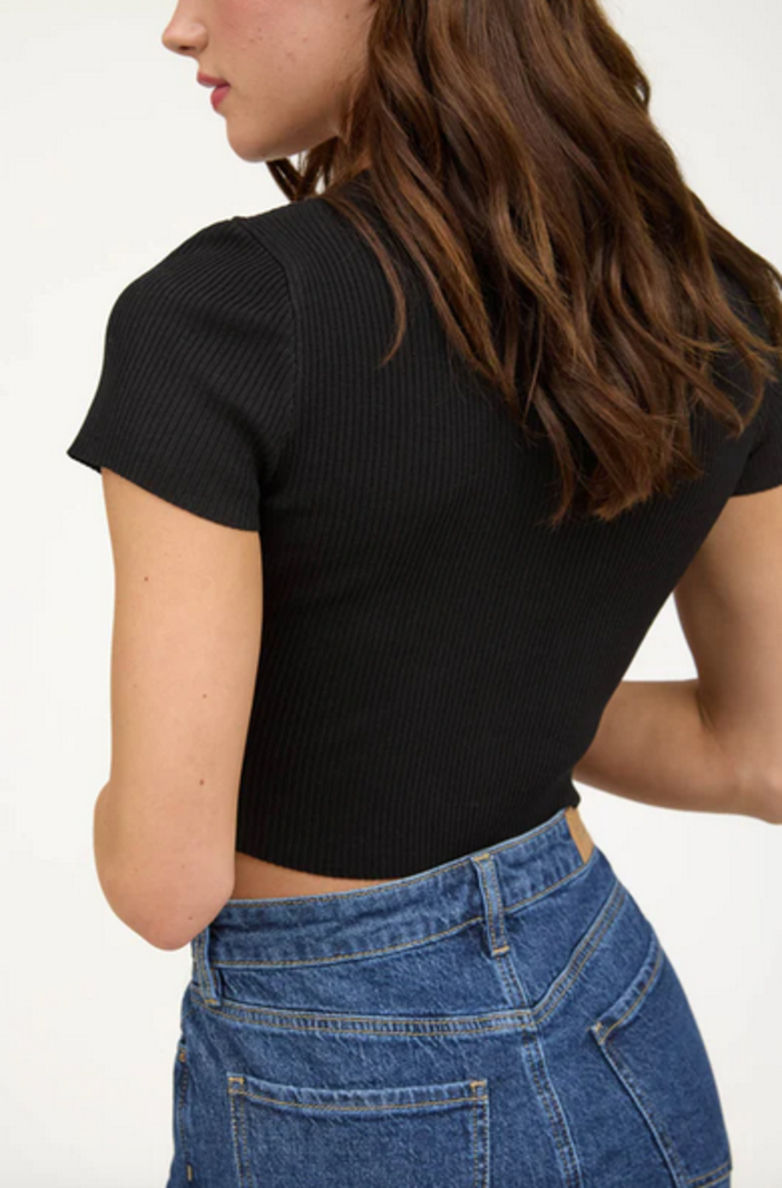 Blu Pepper Ribbed Button Top
