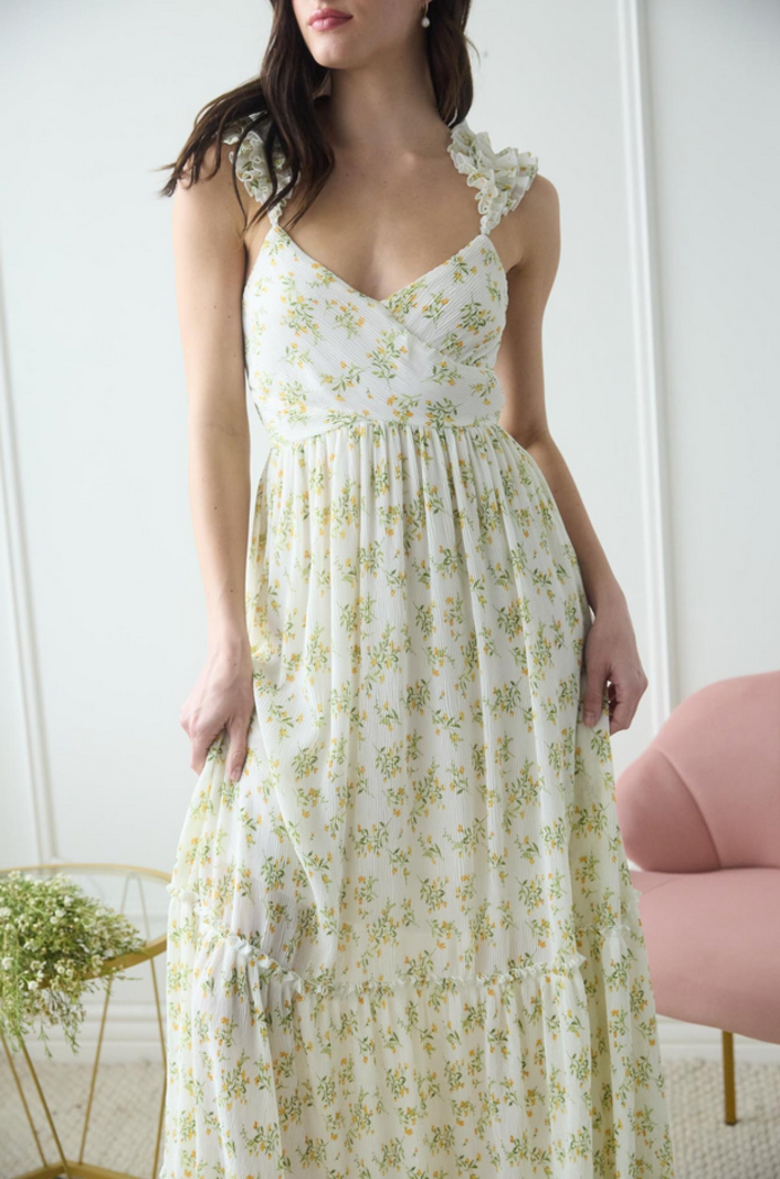 Blu Pepper Ruffle Sleeve Floral Dress