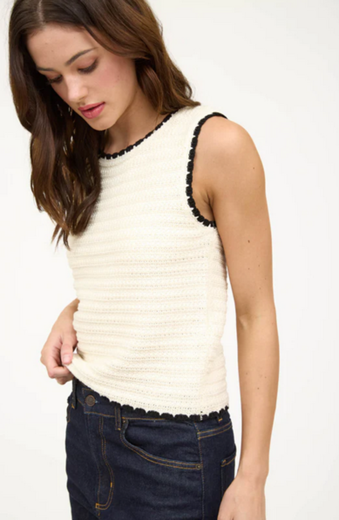 Blu Pepper Contrast Crochet Top