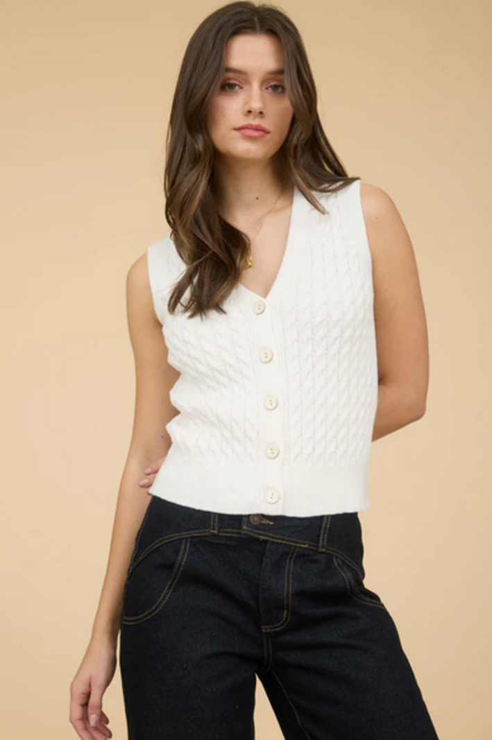Blu Pepper V Neck Cable Vest