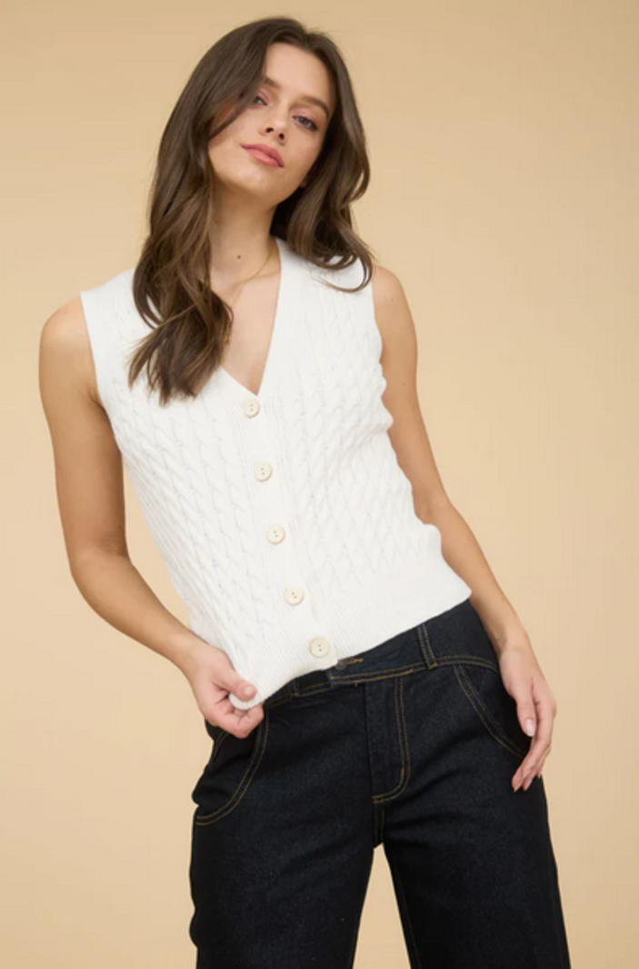 Blu Pepper V Neck Cable Vest