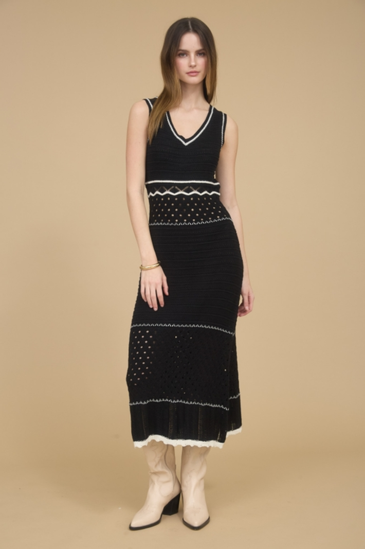 Blu Pepper Crochet Midi Dress