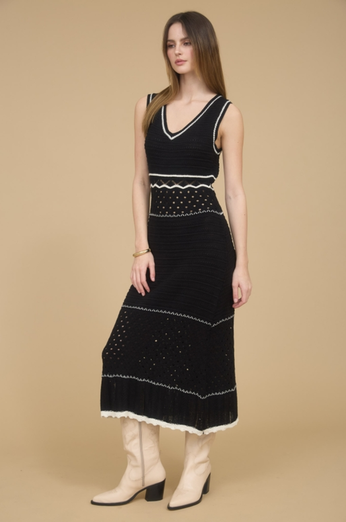 Blu Pepper Crochet Midi Dress