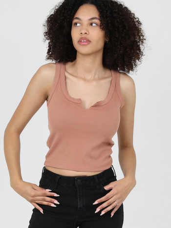 Angie Rib Knit Notch Tank