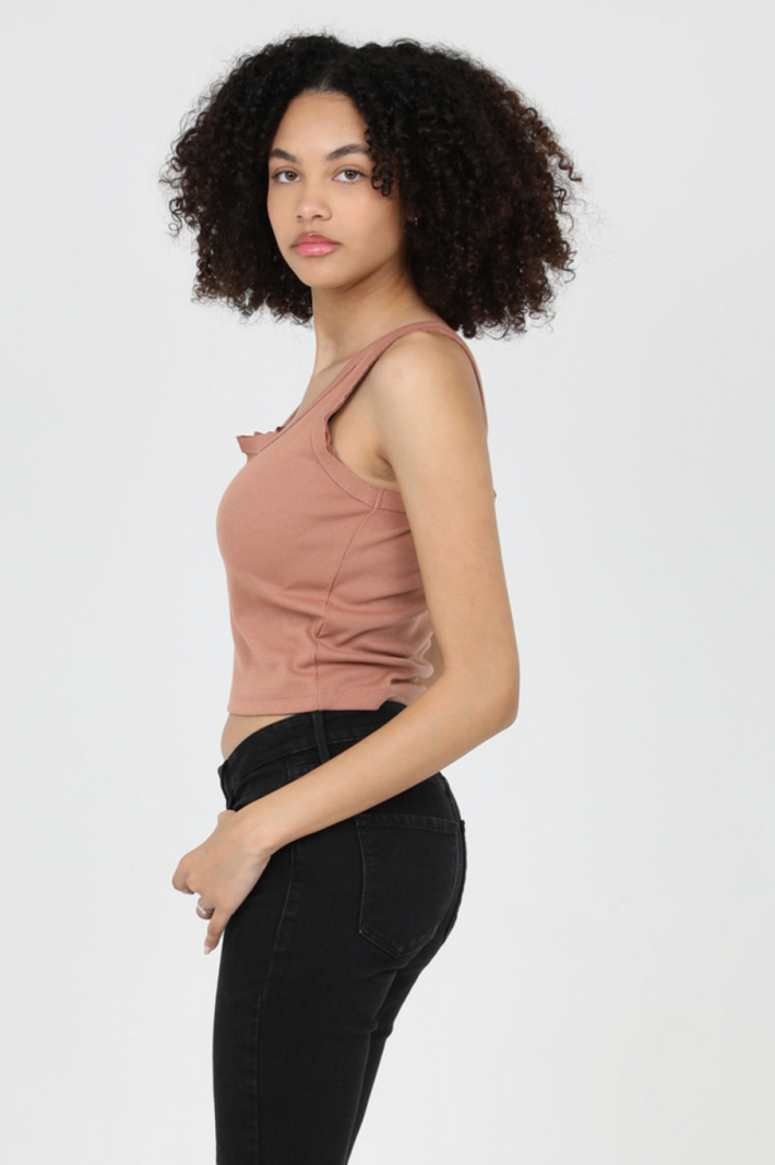 Angie Rib Knit Notch Tank