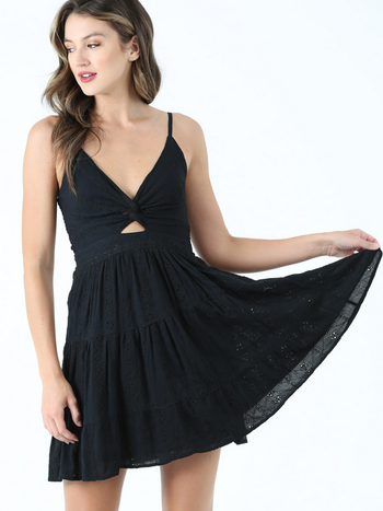 Angie Twist Front Eyelet Dress