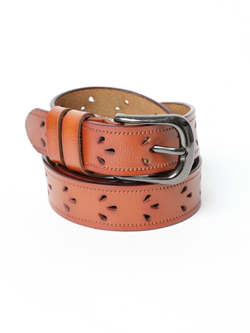 Leto Leather Belt with Petal Design