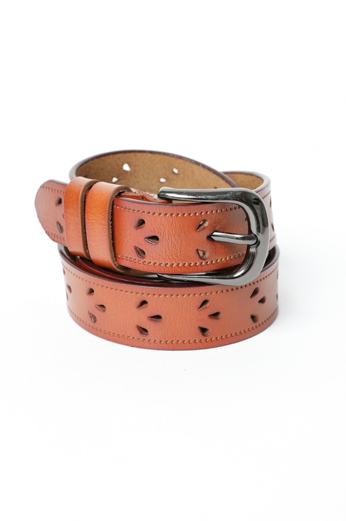 Leto Leather Belt with Petal Design