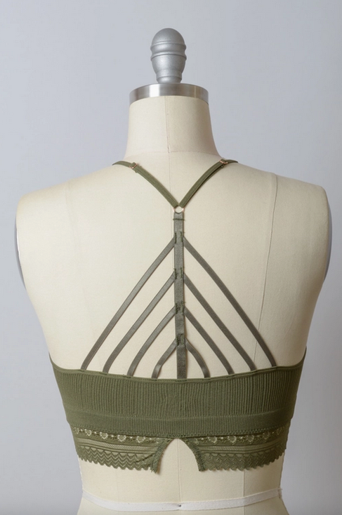 Leto High Neck Crochet Lace Trim Bralette