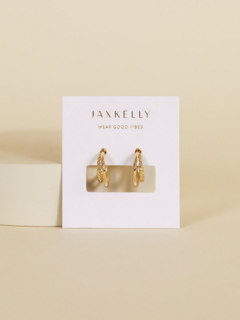 JaxKelly Double Hoop Gold Earrings