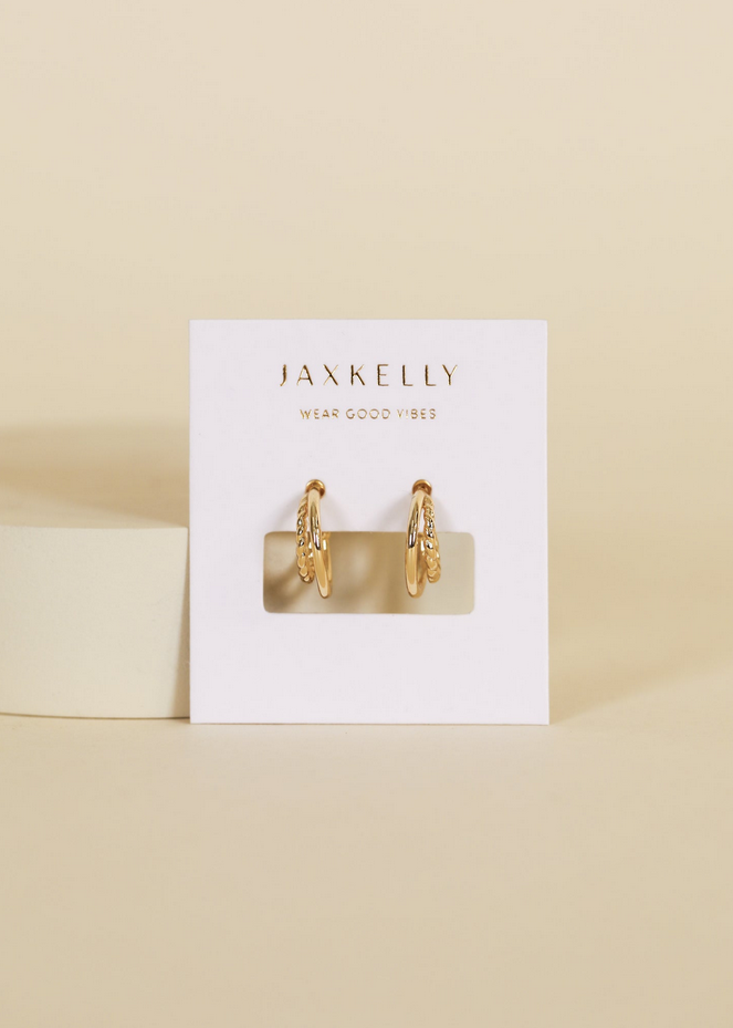 JaxKelly Double Hoop Gold Earrings