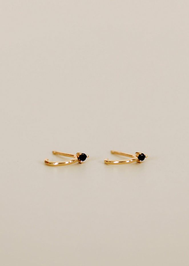 JaxKelly Black CZ Open Mini Hoop Earrings