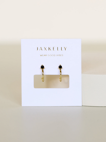 JaxKelly Black CZ Open Mini Hoop Earrings