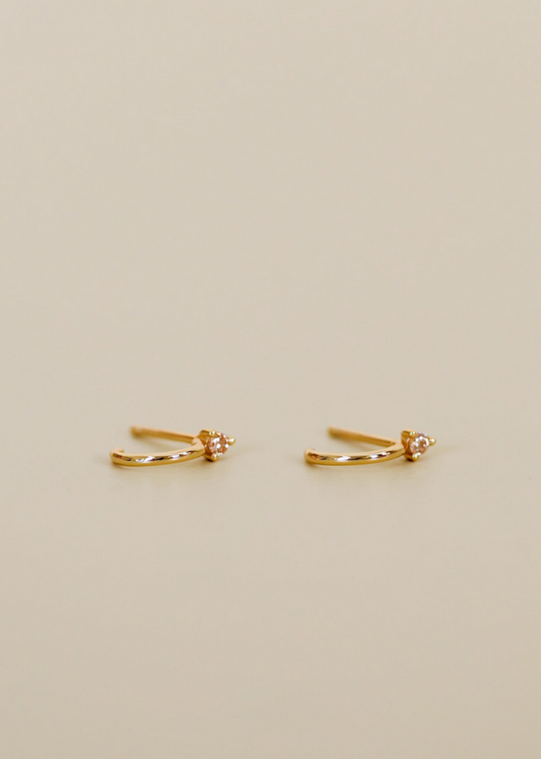 JaxKelly Champagne CZ Open Mini Hoop  Earrings
