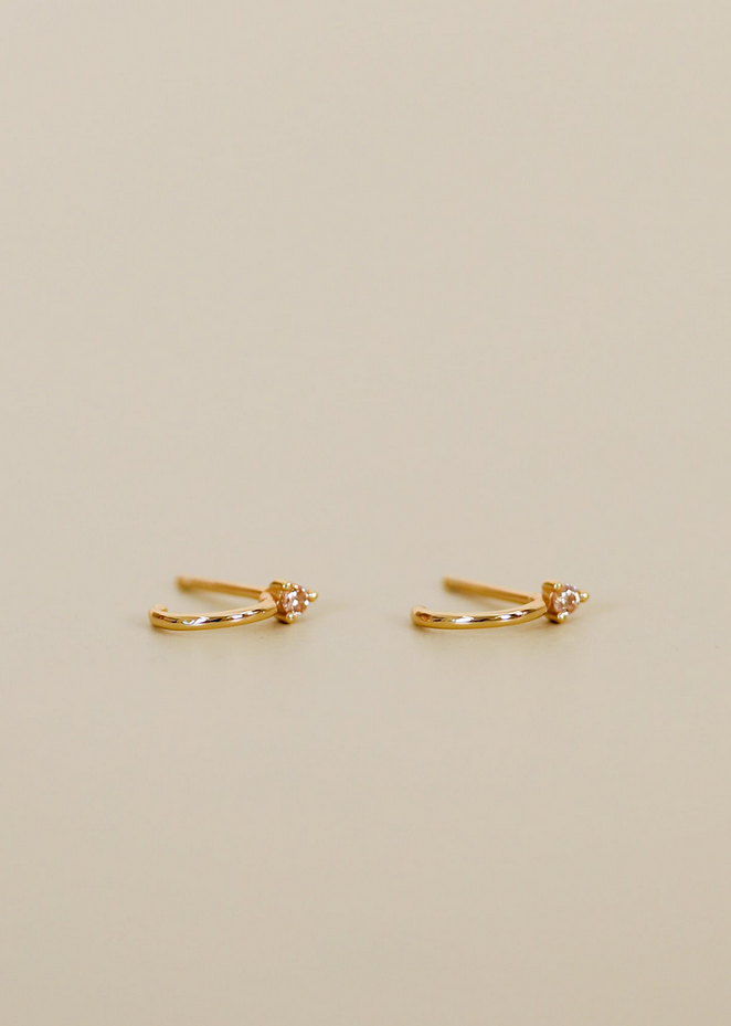 JaxKelly Champagne CZ Open Mini Hoop  Earrings