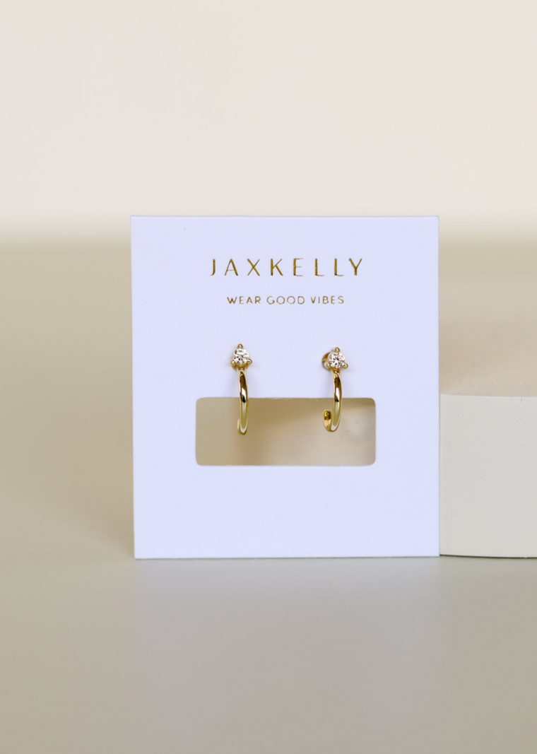 JaxKelly Champagne CZ Open Mini Hoop  Earrings
