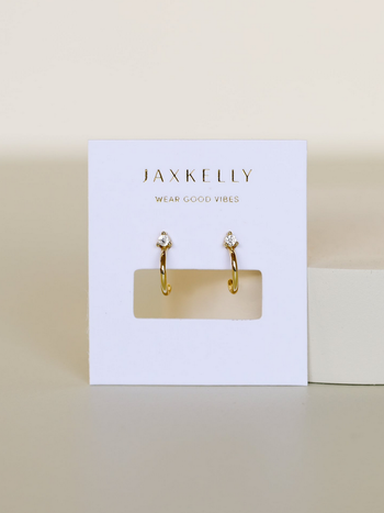 JaxKelly White CZ Open Mini Hoop Earrings