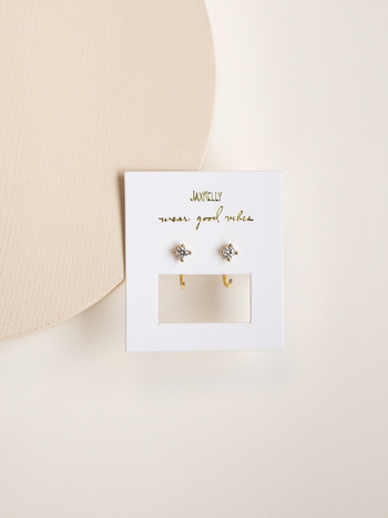JaxKelly White CZ Huggie Earrings