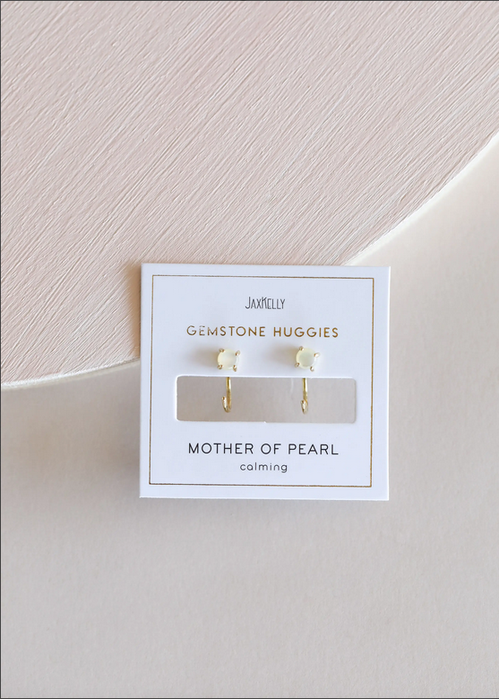 JaxKelly JaxKelly Mother of Pearl Huggie Earrings