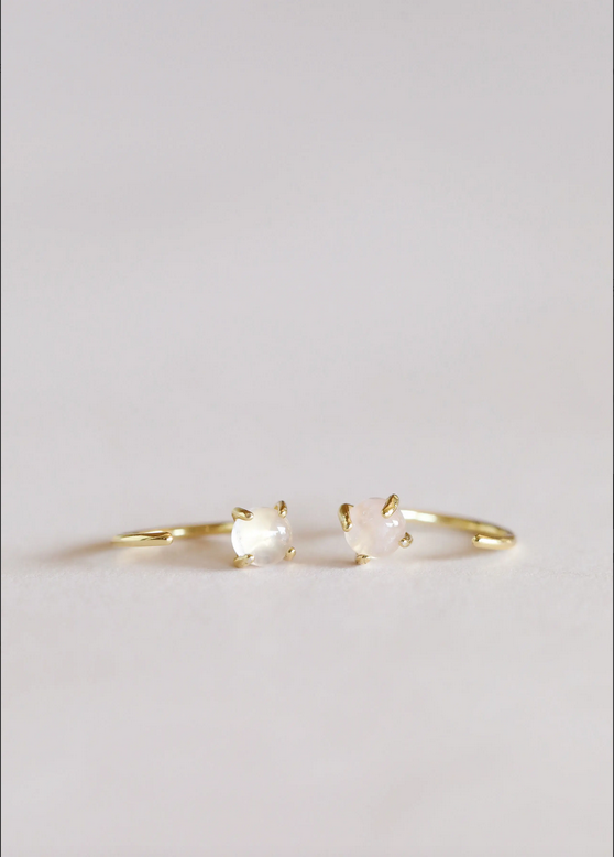 JaxKelly JaxKelly Rose Quartz Huggie Earrings