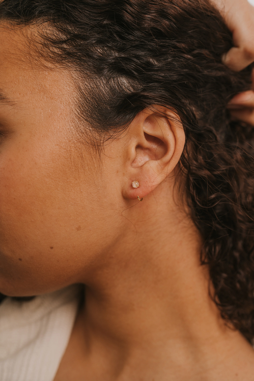 JaxKelly JaxKelly Rose Quartz Huggie Earrings