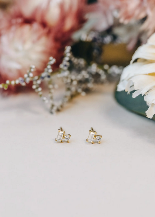 JaxKelly JaxKelly CZ Double Stud Stack Earrings