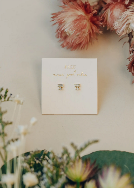 JaxKelly JaxKelly CZ Double Stud Stack Earrings