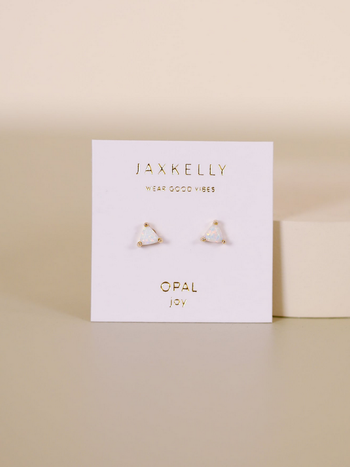 JaxKelly White Opal Mini Energy Gem Earrings