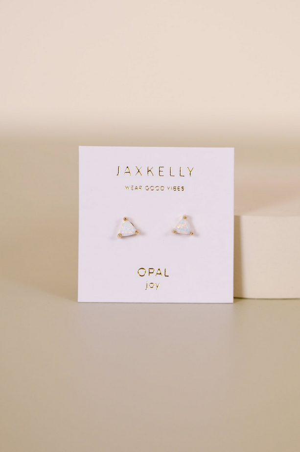 JaxKelly White Opal Mini Energy Gem Earrings