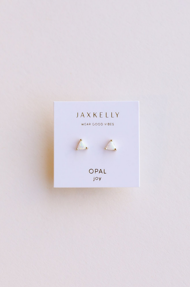 JaxKelly White Opal Mini Energy Gem Earrings