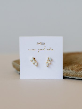 JaxKelly Opal Offset Trio Socialite Earrings