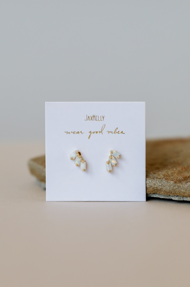 JaxKelly JaxKelly Opal Offset Trio Socialite Earrings