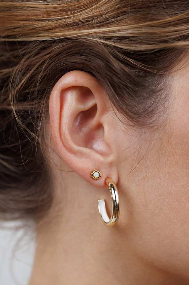 JaxKelly JaxKelly Sun Stud White Opal Earrings