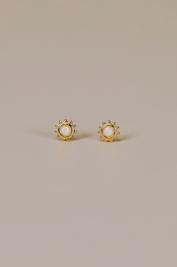 JaxKelly JaxKelly Sun Stud White Opal Earrings