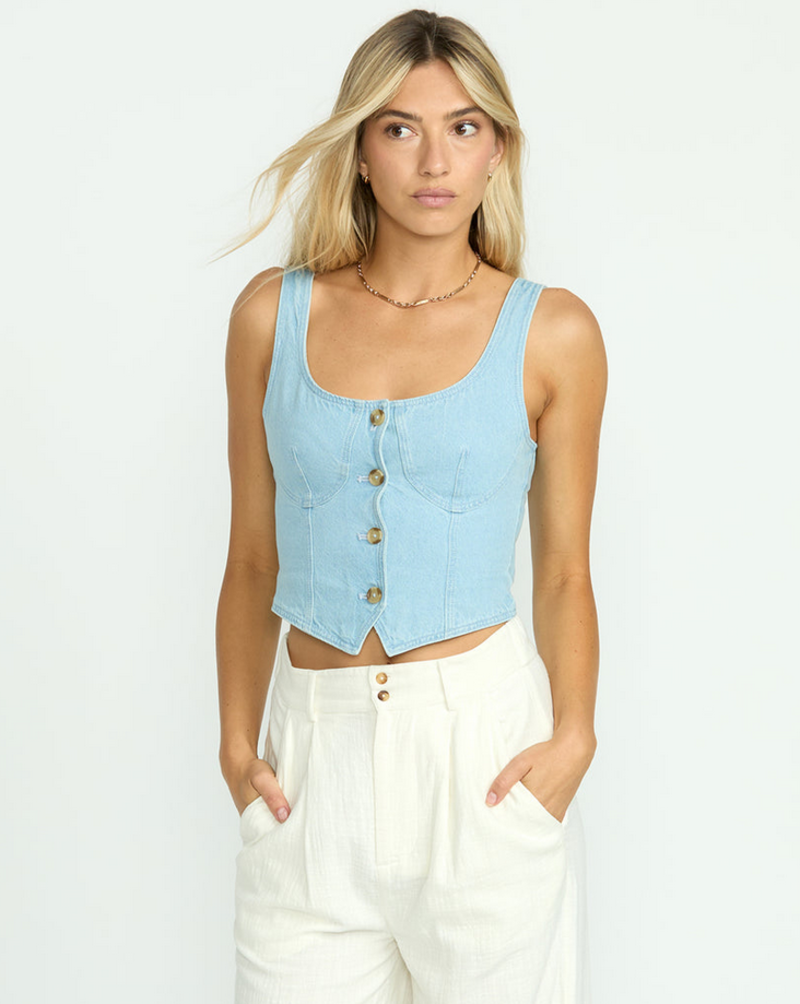 Billabong Sunwashed Denim Bustier Vest