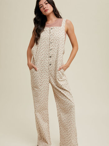 Wishlist Ditsy Floral Denim Overalls