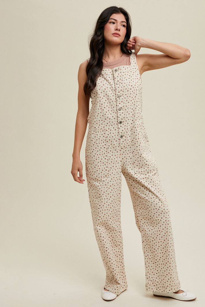 Wishlist Ditsy Floral Denim Overalls