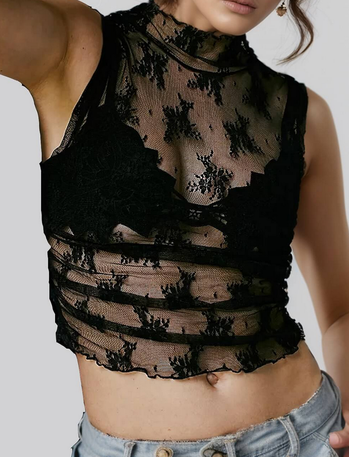 Sweetkama Sleeveless Lace Top