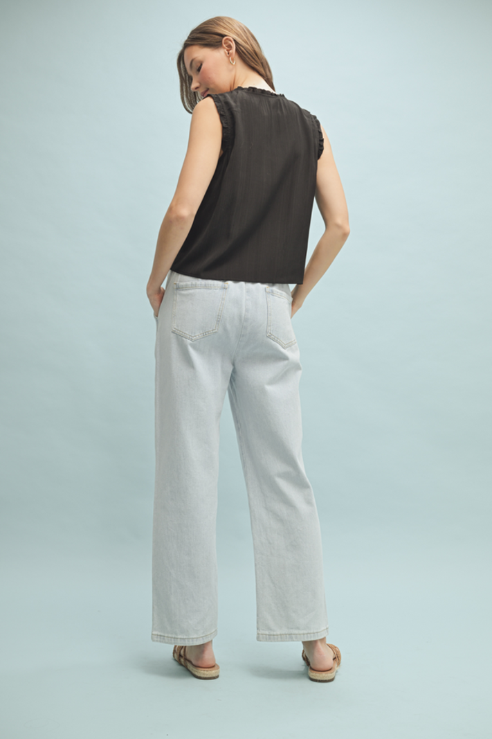 Wishlist Sleeveless Lace Trim Blouse