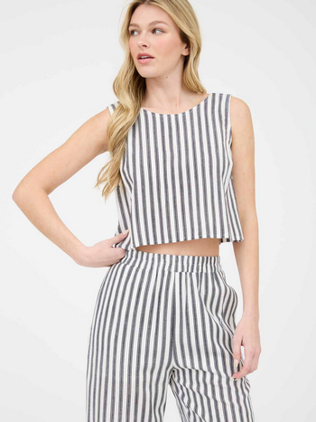 Blu Pepper Striped Tie Back Top