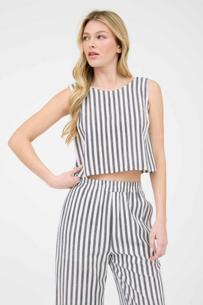 Blu Pepper Striped Tie Back Top