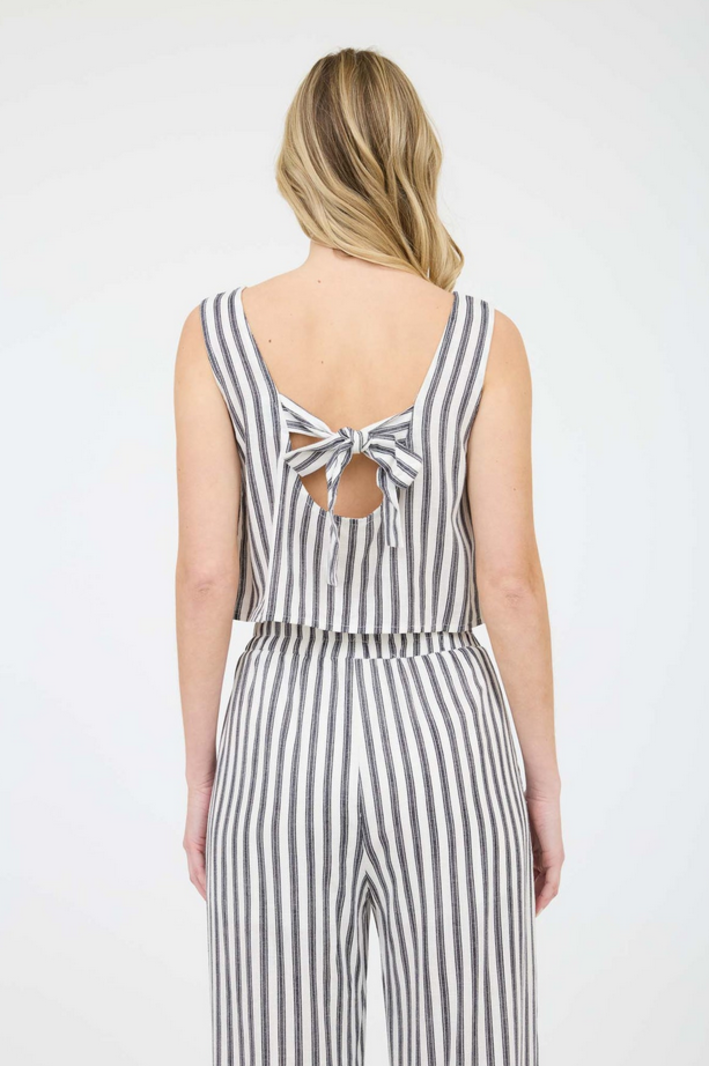 Blu Pepper Striped Tie Back Top