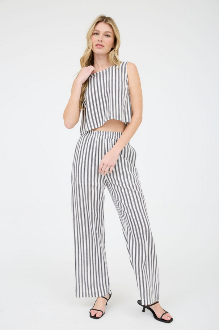 Blu Pepper Striped Tie Back Top