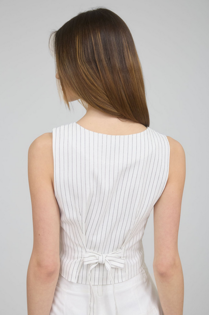 Blu Pepper Pinstripe Linen Vest