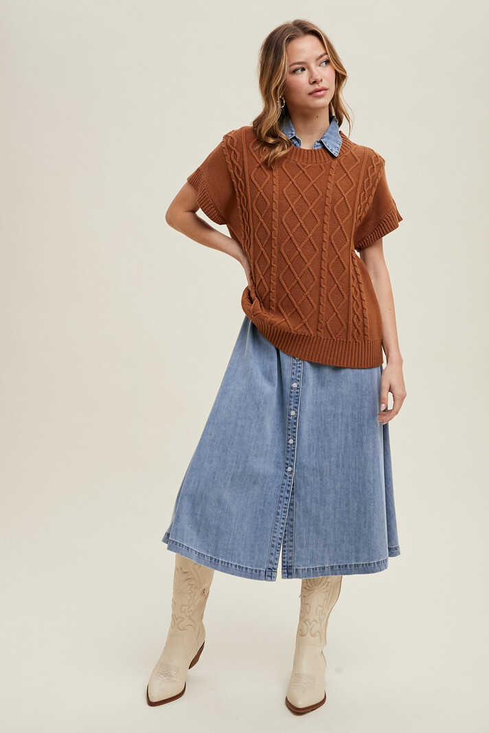 Wishlist Sleeveless Cable Sweater