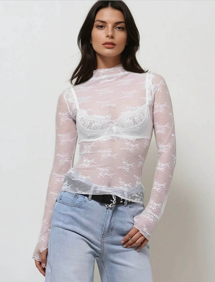 Sweetkama Long Sleeve Lace Top