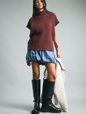 Wishlist Tie Side Turtleneck Sweater